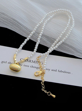 春夏金豆豆珍珠锁骨链女