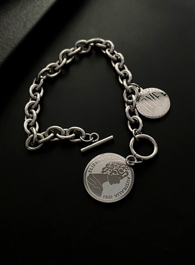 钛钢不掉色朋克嘻哈字母手链