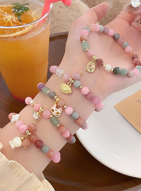 中式汉服配饰彩玉小清新手链