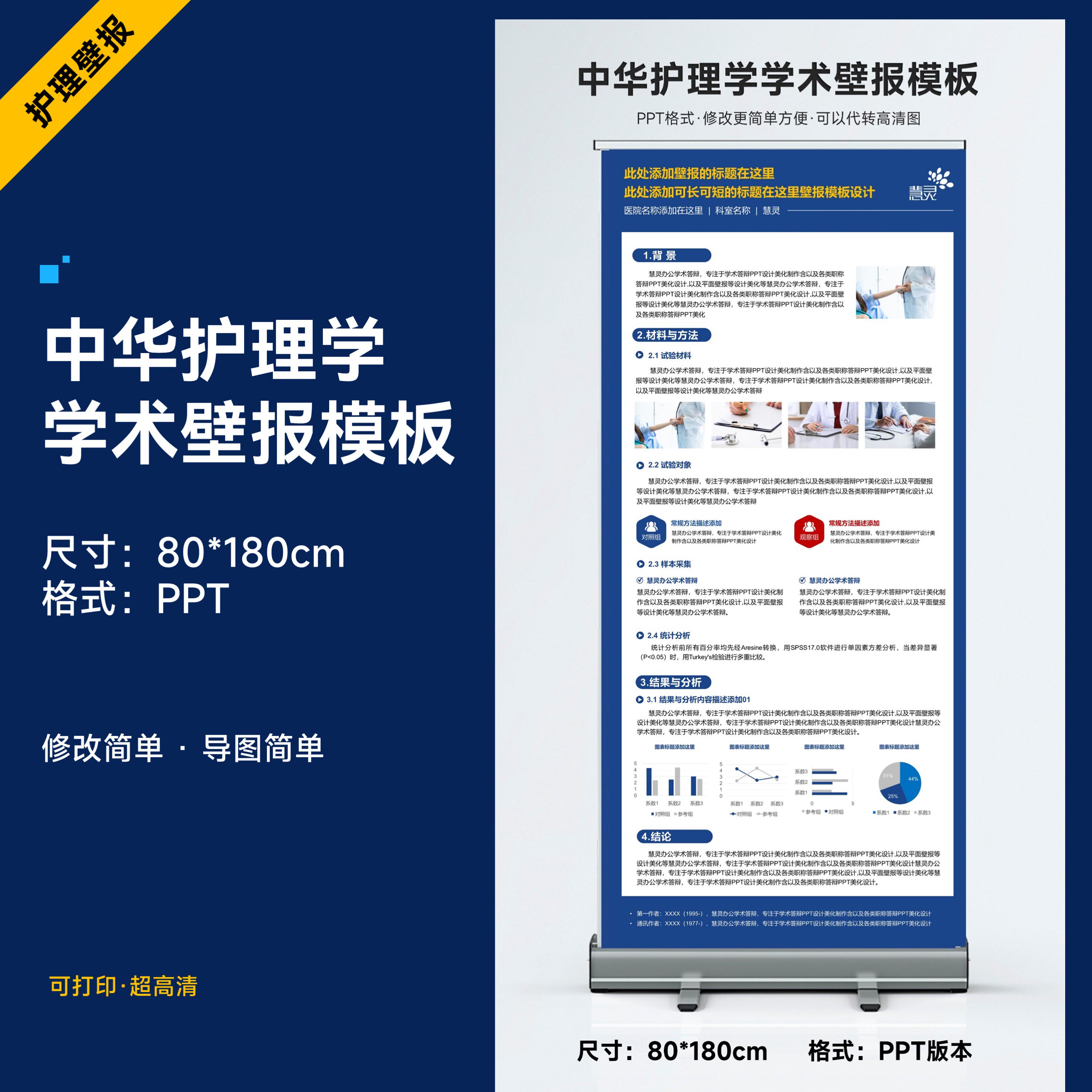 中华护理学学术壁报PPT模板制作美化排版设计