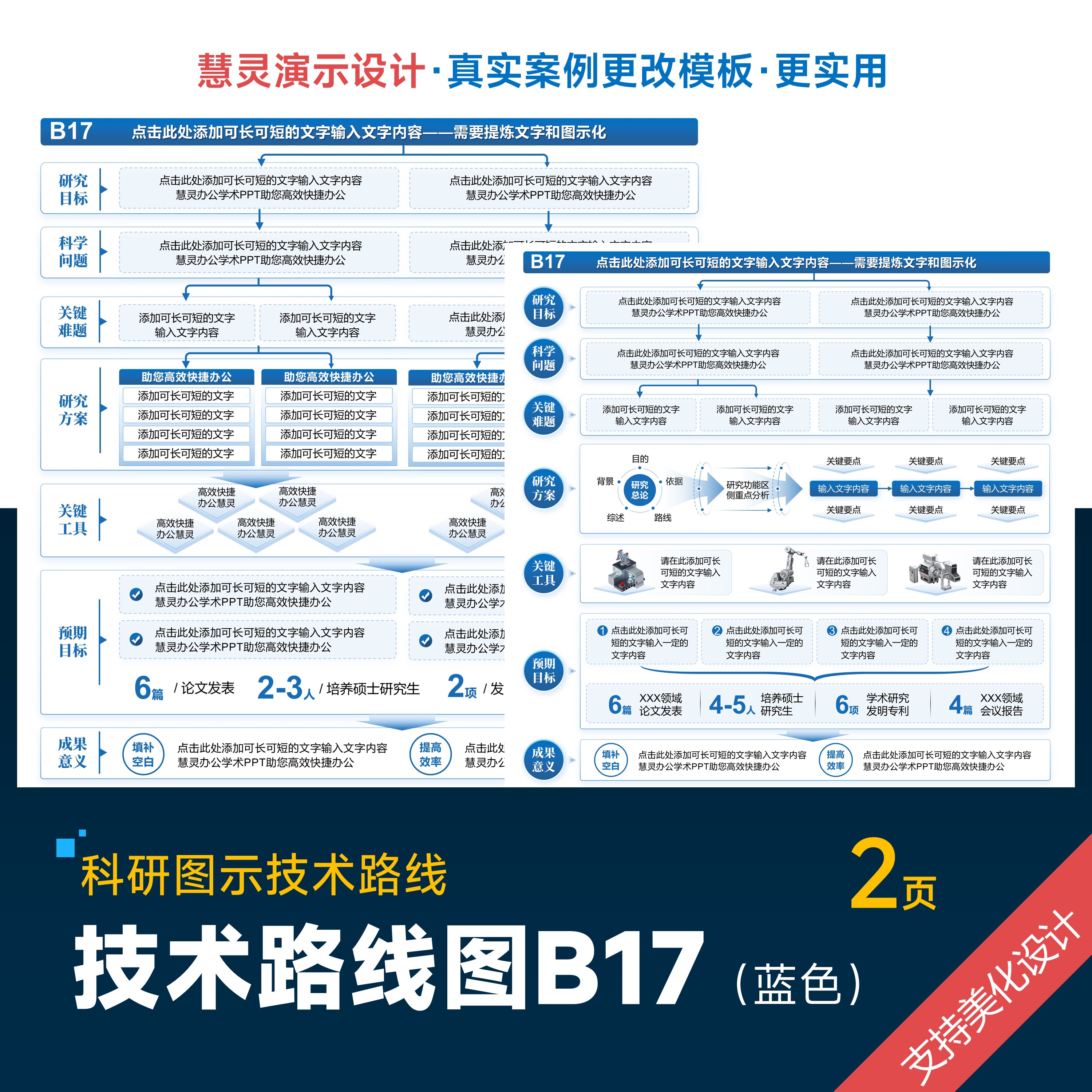 科研图示实用技术路线图B17素材PPT美化排版润色制作图片