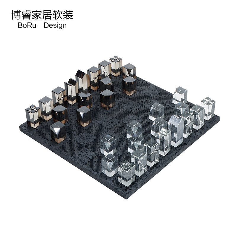 现代简约书房大理石国际象棋摆件
