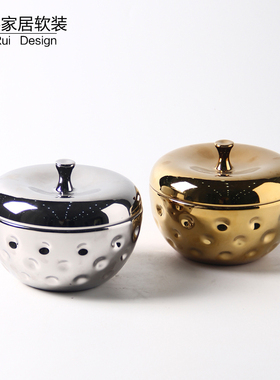 电镀陶瓷现代简约储物罐收纳盒