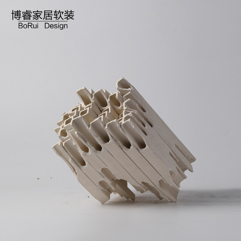 现代简约素烧手工几何镂空花瓶陶