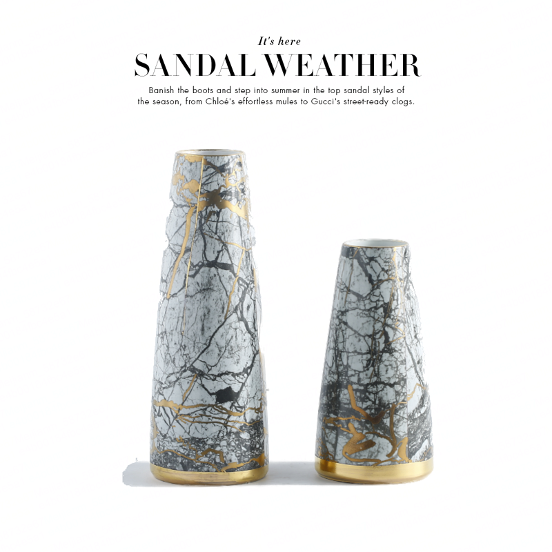 简约轻奢灰金石陶瓷花瓶现代样板房间软装饰品干花器摆件客厅花插