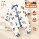 婴儿睡袋秋冬夹棉宝宝加厚防踢被新生儿恒温分腿睡衣男女儿童睡袋