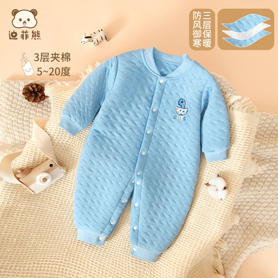 婴儿连体衣秋冬季保暖夹棉哈衣