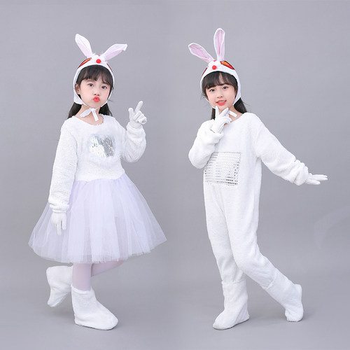 元旦新款儿童小兔子演出服小白兔表演服大灰狼幼儿兔子舞蹈服纱裙