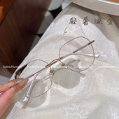 ins多边形定制度数802 韩版 纯欲星闪系列无框眼镜女款 气质网红时尚