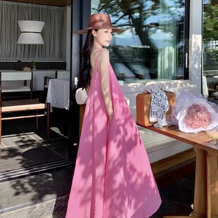 粉色多巴胺甜美减龄少女感宽松慵懒风遮肚海边度假沙滩裙 2025夏季