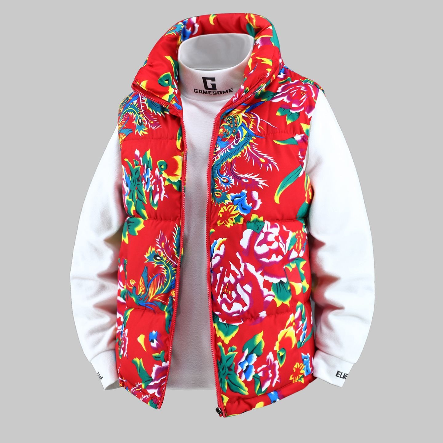 东北花布马甲大花冬季加厚保暖棉衣大码外套潮流宽松网红坎肩背心,男装,常规马甲,淘宝优惠券,粉丝福利购,淘宝优惠卷