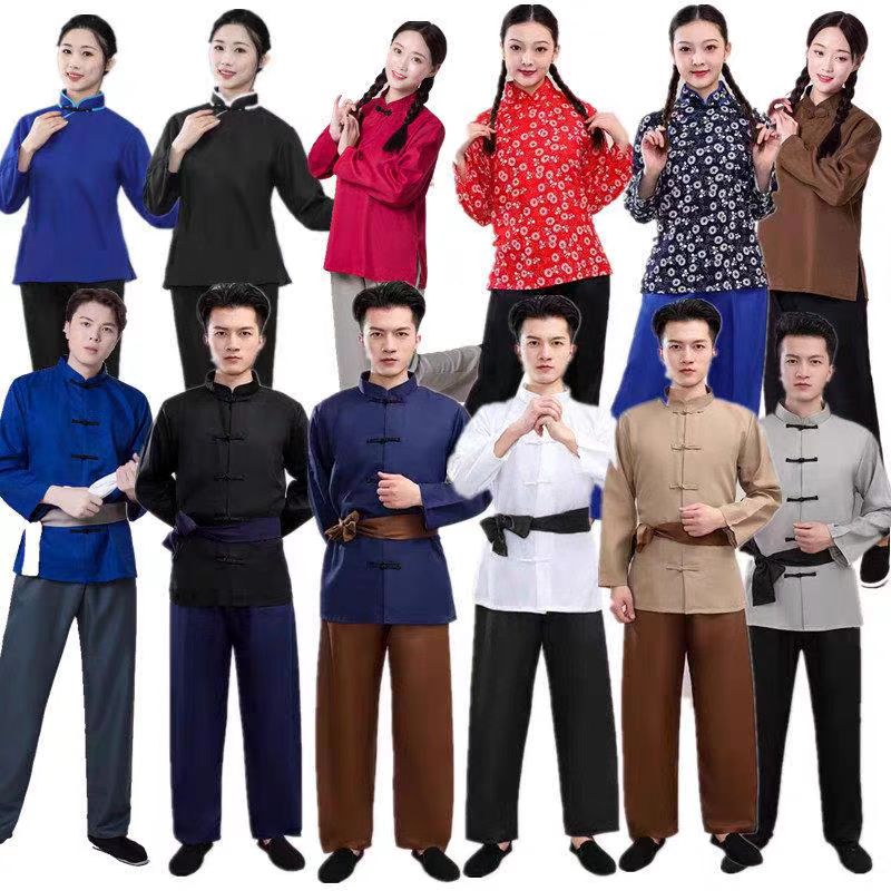 民国风村姑服装男女演出服盘扣衣