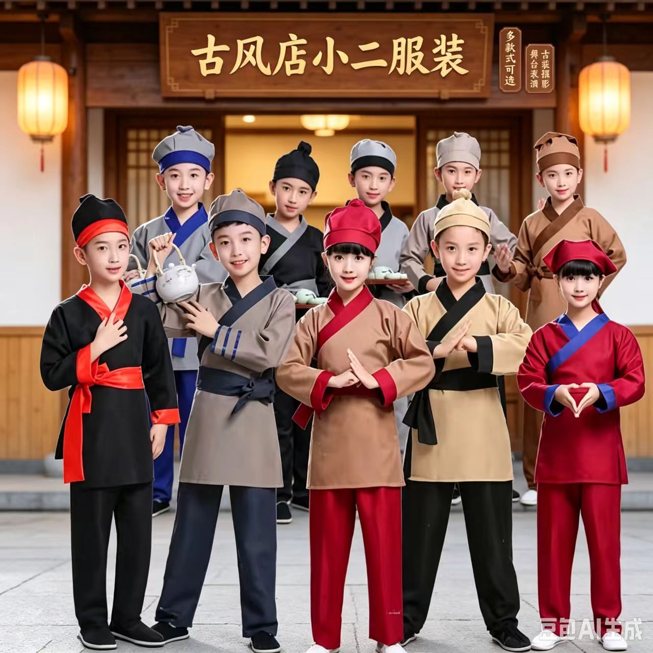 古装店小二服装儿童成人古代酒馆