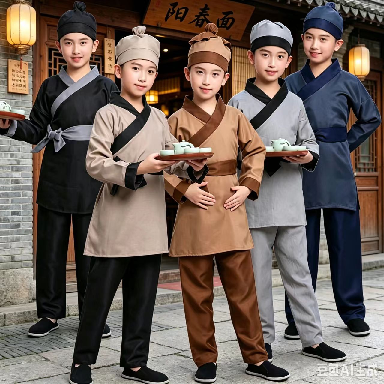 店小二儿童演出服古装店掌柜武松
