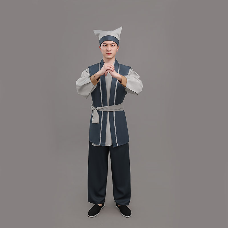 古代平民舞台表演服四季腰带帽子