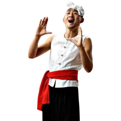 陕北农民阿宝演出服男女红色腰鼓