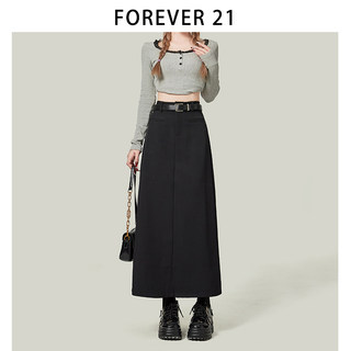 Forever 21白色开叉直筒裙子女款西装一步裙显瘦中长款小a半身裙