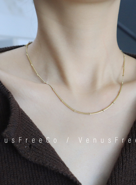 人手一条基础款不褪色18k镀金蛇骨豆豆裸链简约锁骨链项链单叠戴