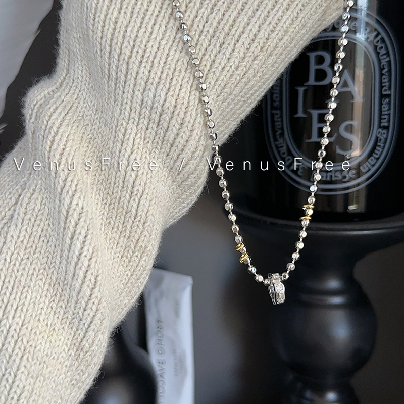 铜镀白金珠珠镶钻锆石锁骨链项链