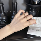 3选超闪亮精致系列法式 戒指简约 日常18k镀金小钻麻花光面竖纹经典