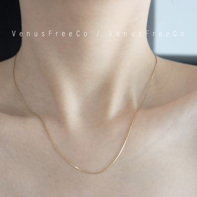 极简18k镀金极细款闪闪盒子裸链单戴叠戴万搭王简约日常精致法式