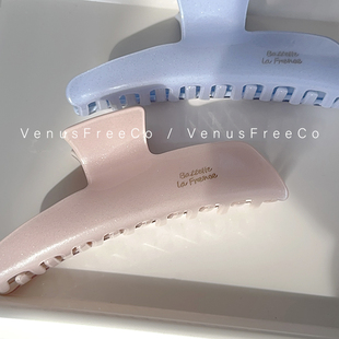 奶蓝色baby淡粉醋酸大号带闪水光法式鲨鱼夹发抓发夹蝴蝶夹少女