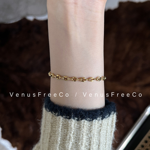 VenusFreeCo经典18k镀金猪鼻子链条手链日常超好搭高级感高保色