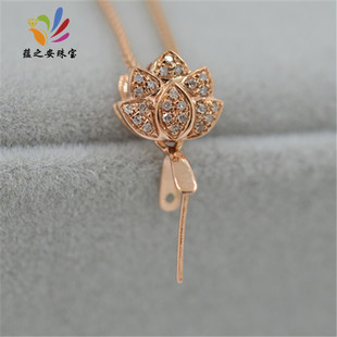 18K金扣子翡翠扣头莲花钻石佛公蜜蜡玫瑰金黄金18K扣挂件吊坠夹扣