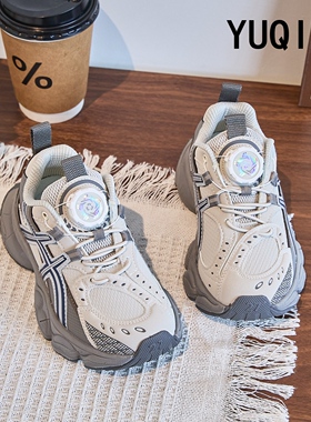 男童老爹鞋皮面新款防水儿童运动鞋2025春秋季中大童休闲跑步鞋潮