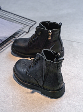 儿童马丁靴2025春秋新款英伦风中大童男童真皮短靴冬季加绒靴子女