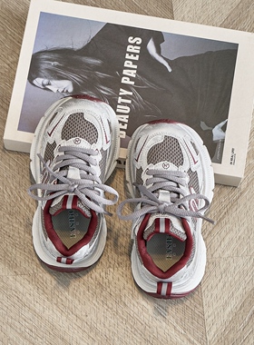 男童老爹鞋透气单鞋2026春秋新款网鞋儿童软底运动鞋女童跑步鞋子