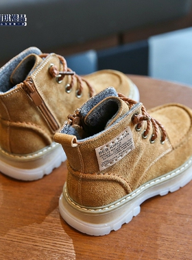 2025新款韩版春秋季真皮儿童短靴男童单鞋机车靴儿童马丁靴棉鞋潮