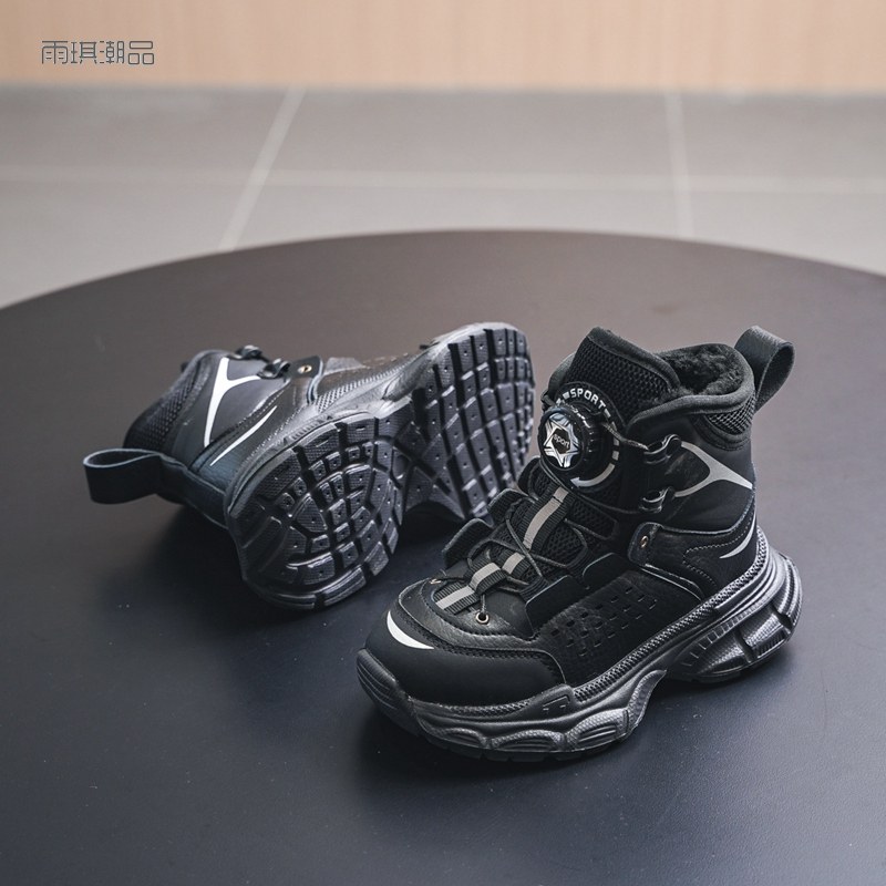 儿童加绒厚棉老爹鞋男童雪地靴冬