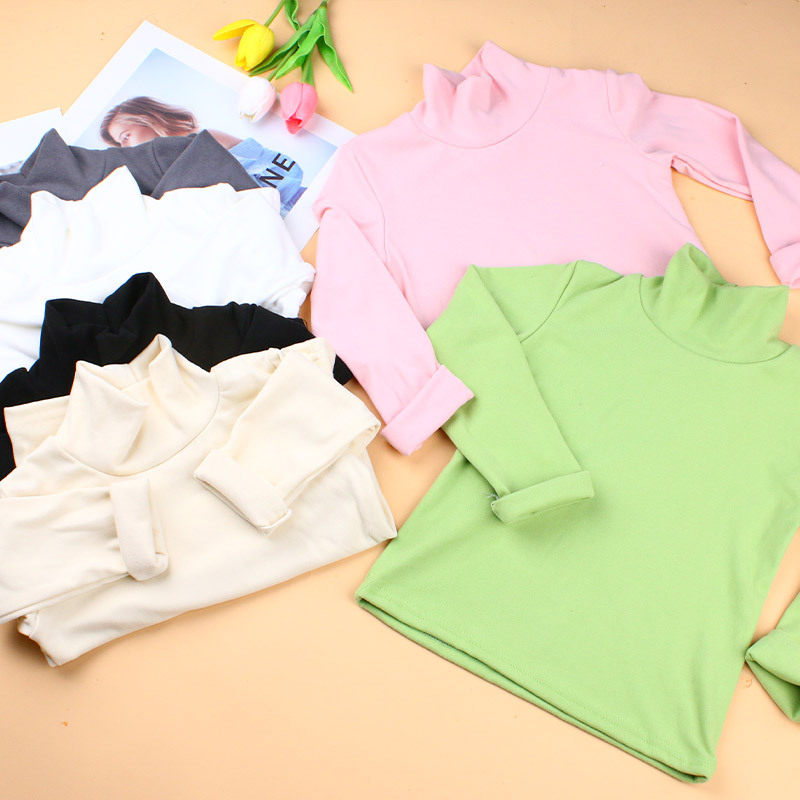 秋冬季新款德绒儿童半高领打底衫纯色男女童宝宝保暖内衣