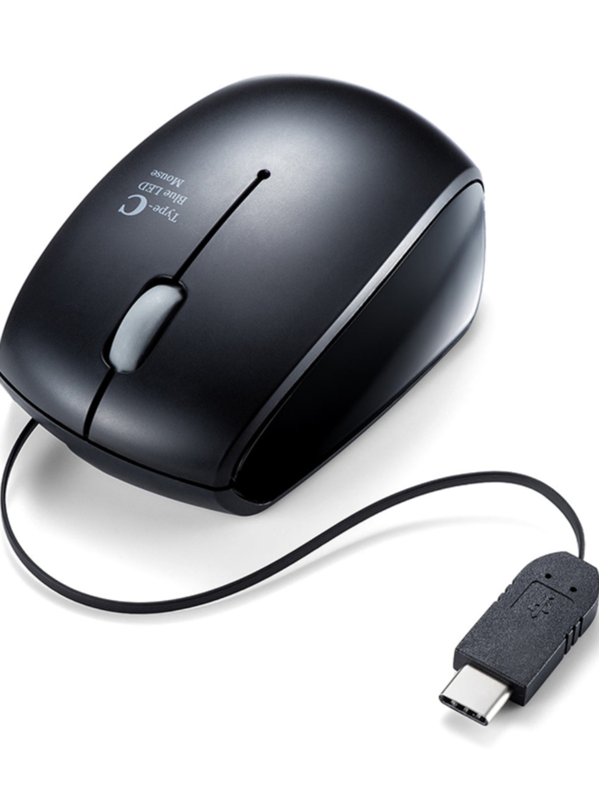 日本SANWA自动伸缩有线鼠标电脑type-c接口Mac男女小鼠标免驱pro