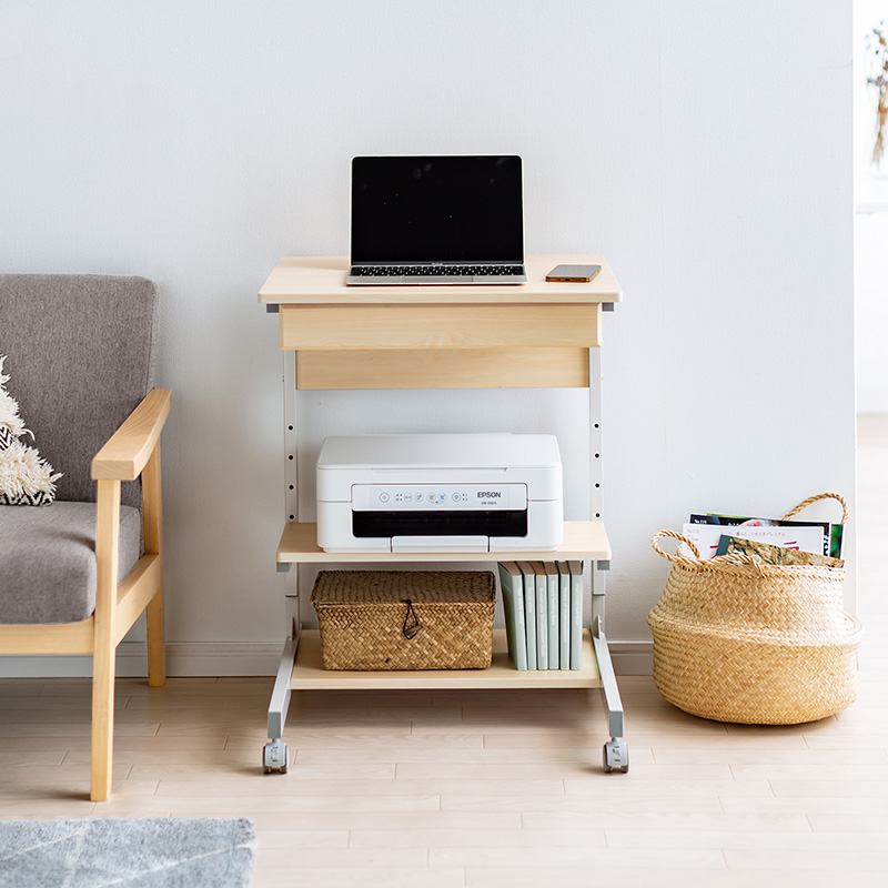 日本SANWA移动桌柜多功能升降书桌置地用懒人桌床边储物多层整理