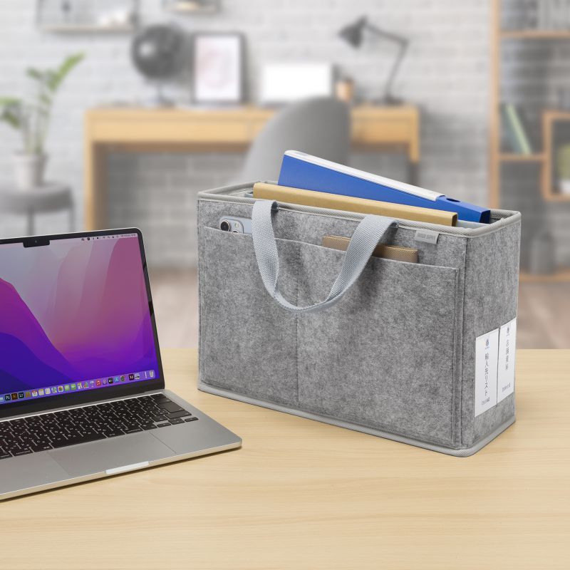 日本SANWA毛毡大容量简约电脑包手提包资料袋移动办公手拎包敞口15.6寸环保轻便会议公文包通勤文件袋文艺