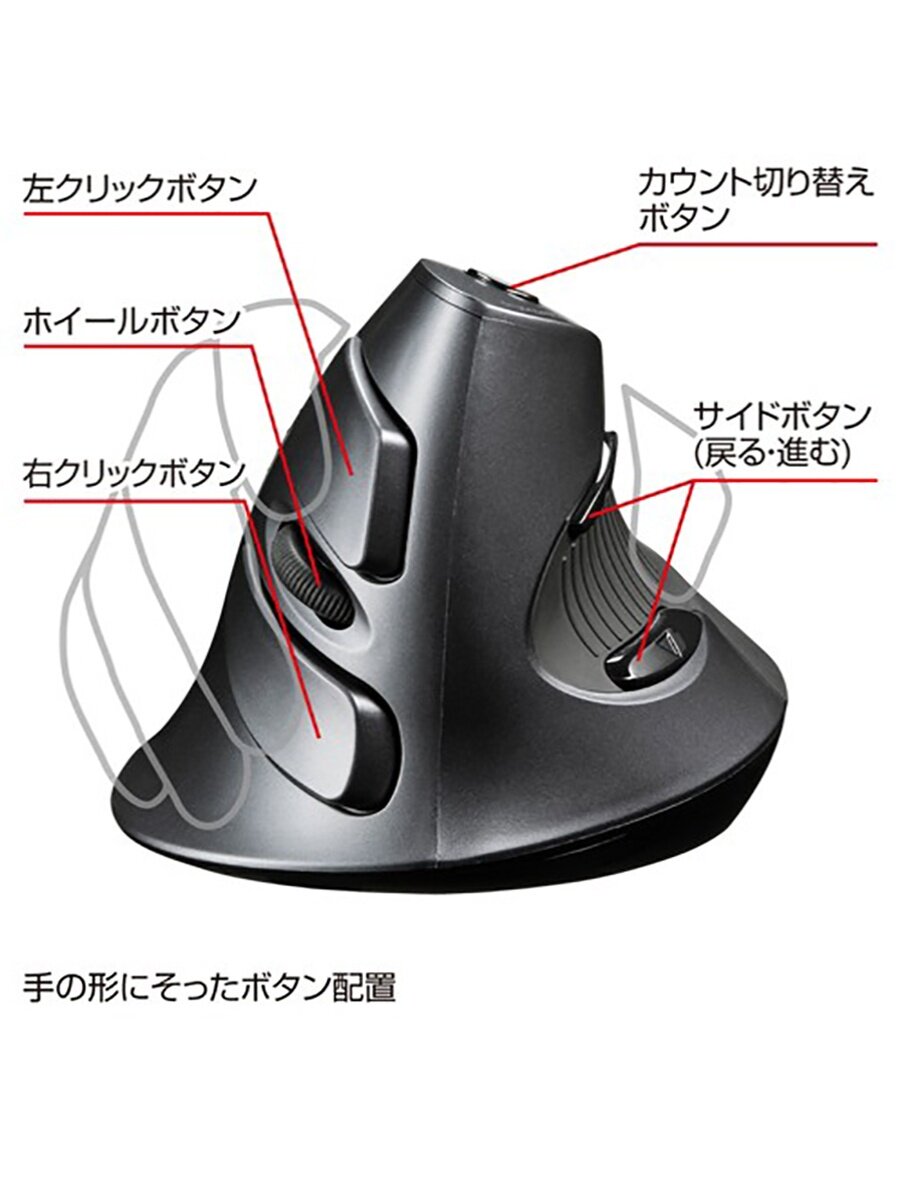 일본 SANWA 무선 수직 마우스 2.4G 레이저 휴대용 직립형 건강한 인체 공학적 분리형 손목 받침대