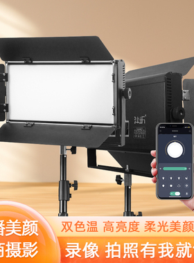直播补光灯90WLED摄影灯专业直播间灯光套装柔光灯双色温APP可调节摄像灯美食衣服影棚常亮灯