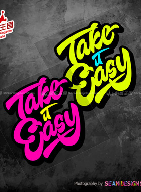 适用Take it easy摩托车装饰贴纸电摩电动车头盔个性装饰防水贴