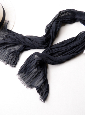 夏季小尺寸围巾女士护颈搭配装饰小丝巾装饰长条短小1米围巾黑色