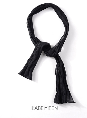 卡贝伊人原创夏季亚麻围巾小尺寸细窄长条装饰搭配文艺围巾棉麻女