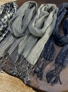 夏季窄小细长亚麻围巾女宽12cm长条颈巾棉麻丝巾女2025新款简约