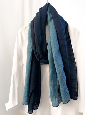 新款原创民族风棉麻围巾文艺复古个性撞色拼接防晒旅游披肩女百搭