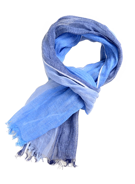 日系外贸纯亚麻围巾男女拼色蓝色围巾春秋小尺寸棉麻丝巾搭配装饰