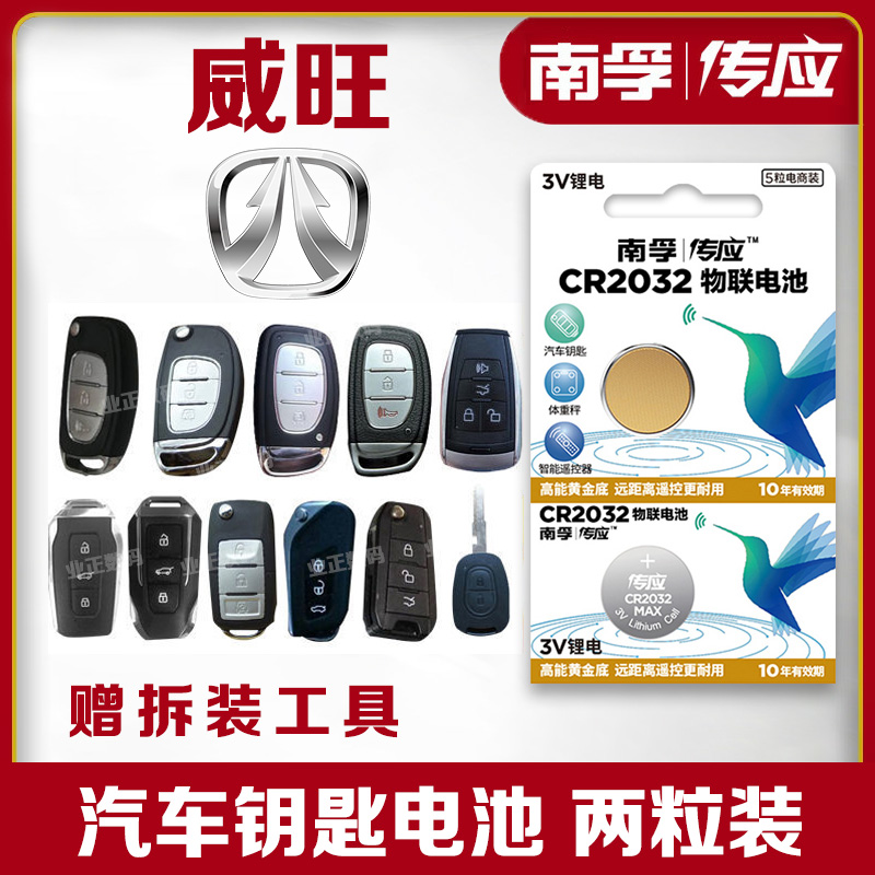 北汽威旺s50 m50f m20 306 205汽车钥匙电池m30  m60 m35遥控电子