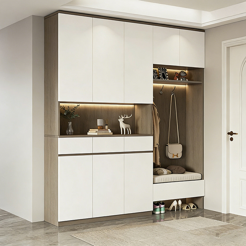 家用实木鞋柜玄关柜坐凳一体门口大容量储物柜隔断入户定制门厅柜,住宅家具,鞋柜,淘宝优惠券,粉丝福利购,淘宝优惠卷