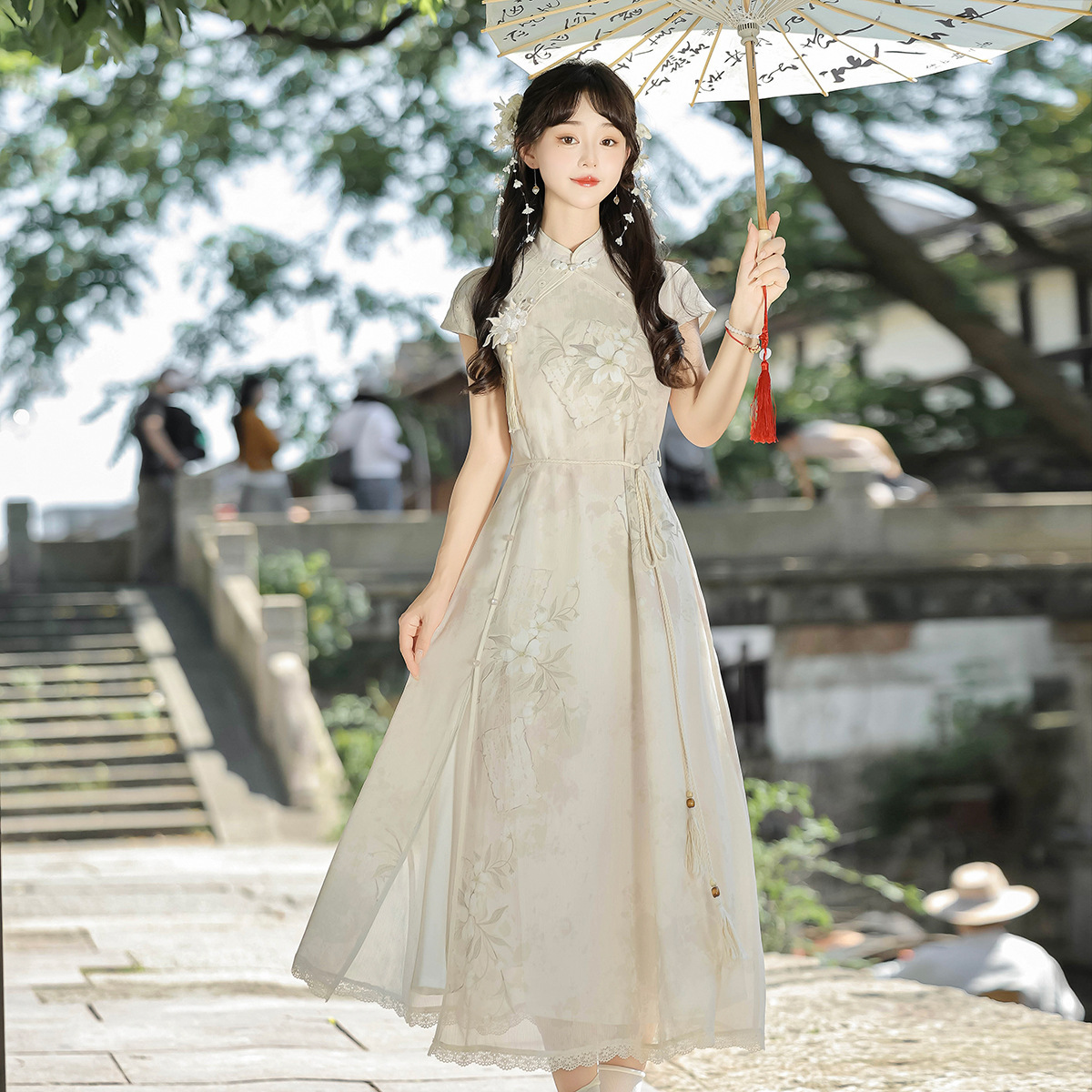 原创设计夏无袖连衣裙国风汉元素