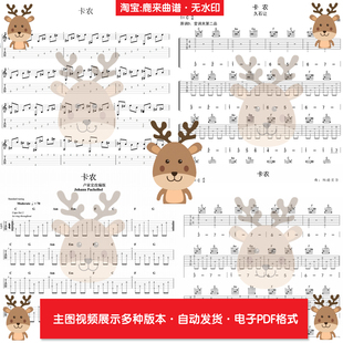 卡农 吉他谱 指弹谱 共16个版本 电子格式