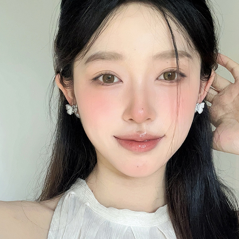 法式温柔贝母蝴蝶珍珠耳环女